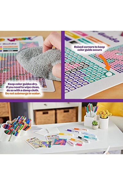 Crayola Unicorn Wixels Activity Set - Pixel Art Coloring, 8 Washable Markers, Ages 6+