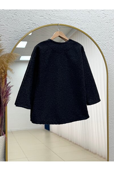 MİHRA STORE Allison 3 Gold Buttoned Jacket-ZN4219 Μαύρο