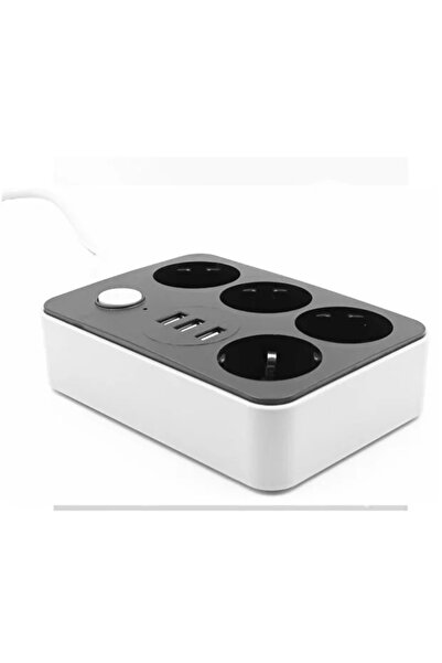 ebuuconcept 4’lü Akıllı Priz ve 3 USB Girişli Çoklu Priz – Anahtarlı Masa Üstü Uzatma Kablosu, Güvenli Enerji Da