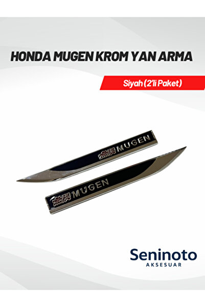 SeninOto Honda Uyumlu Mugen 3D Krom Yan Arma Seti – Siyah (2’li Paket)