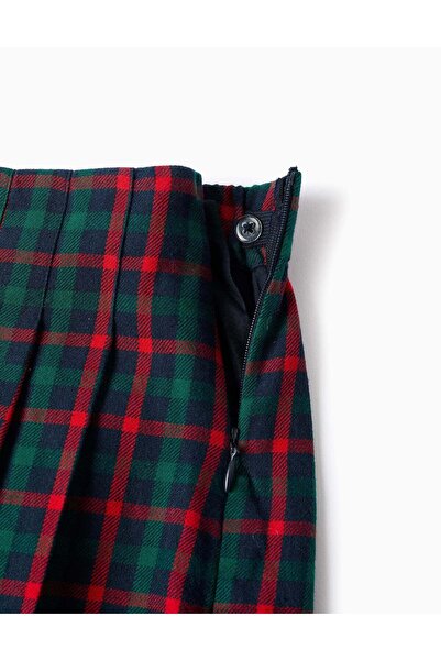 Ziddy Checked Cotton Skort for Girls 'You & Me', Green/Blue/Red