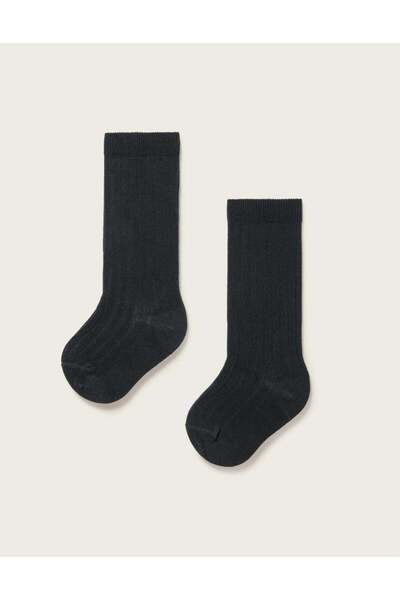 Ziddy Pack 2 Pairs of Ribbed High Socks for Baby Boys, Dark Blue