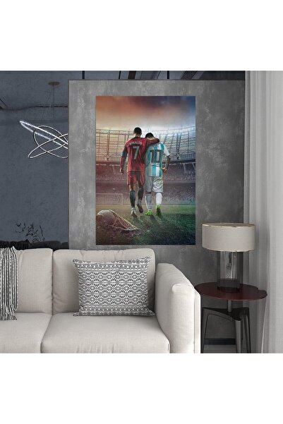 Generic Canvas Wall Art Poster - Cristiano Ronaldo & Lionel Messi Football Stars, 16×24 in (40×60 cm), Unf