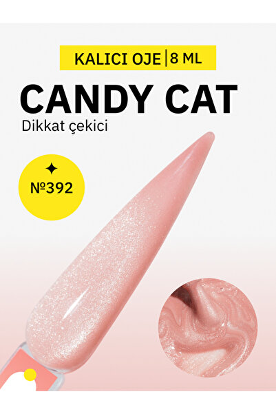 MOJO Kalıcı Oje Kedi Gözü Candy Cat 392 Şeftali Renk 8 ml – Tırnak Manikür İç...