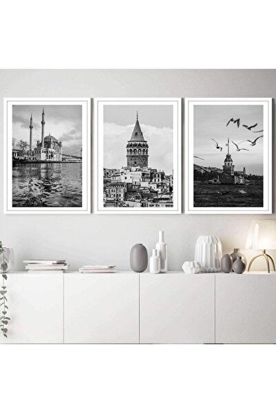 Araste Dekorasyon Ortaköy, Kız Kulesi Ve Galat Kulesi Üçlü Çerçeve Ve Poster ...
