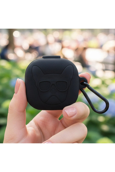 Samsung CaseOnn Galaxy Buds 2 Pro Kılıf Karakter Figürlü French Bulldog Siyah