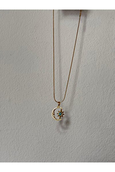 bijoux uniques قلادة نسائية من الفولاذ على شكل نجمة القطب مع حجر أزرق