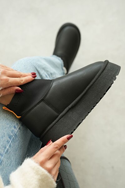 GOFFSHOES Kadın Royal Streç Kısa Bot - siyah-deri