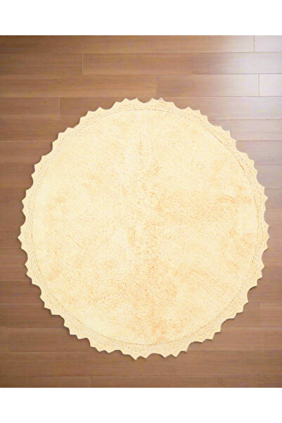 REDTAG Ivory Tufted Crochet Round Dhurrie