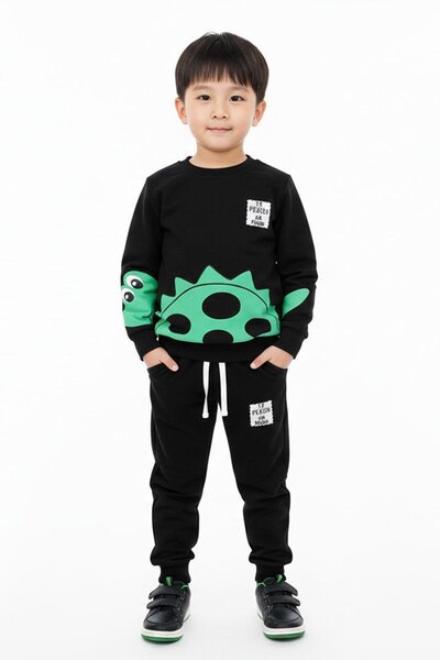 NEWKİDS Dinosaur Printed Transitional Cotton Boy's Suit