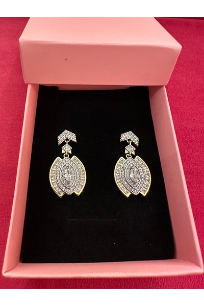 Milena Designer Store Milena Istanbul Triangle Zircon Stone Eye Dangle Earrings