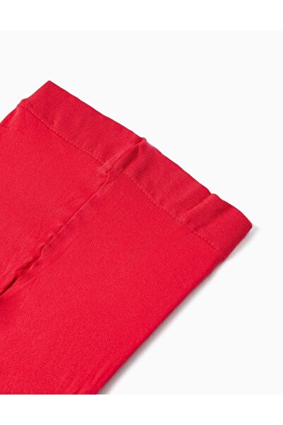 Ziddy Plain Microfibre Tights for Girls, Red