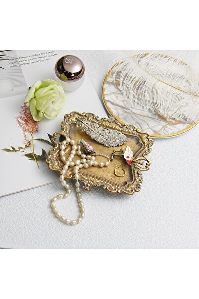 Generic Funly mee small antique gold jewelry tray, ring holder, metal