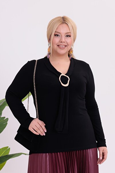 Siyezen Plus Size Scarf Gold Accessory Blouse