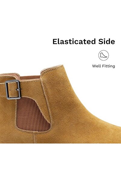 Bruno Marc Men's Chelsea boots, suede, beige, size 45,