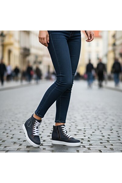 OEM Women's high-top sneakers, lightweight, ideal for all seasons, lace-up and zipper closure, Q983