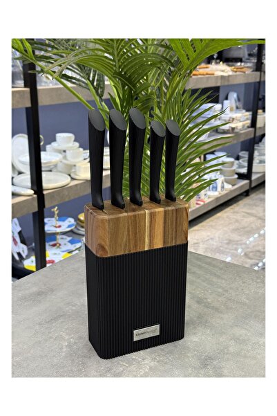 ACAR 6 Parça Standlı Kitchen Beyond Mutfak Seti Siyah