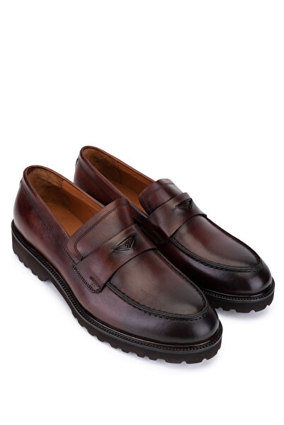 Tamer Tanca Men's Genuine Leather Tan Loafer Shoes