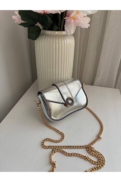 ESNEVA Women's Mini Size Gold Chain Stylish Design Cross Strap Hand and Shoulder Bag