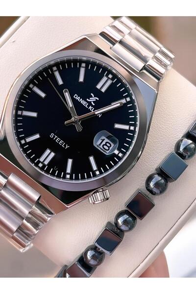 Daniel Klein Men's Wristwatch 30 Meters Water Resistant Steel Band + Bracelet Gift Vs.Blkt.0652