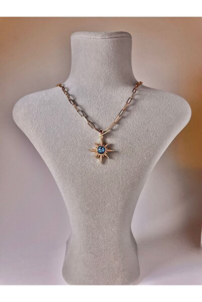 Esmia Jewelry Çelik Ataç Zincirli Kuzey Yıldızı Kolye Paslanmaz Çelik Şık Kad...