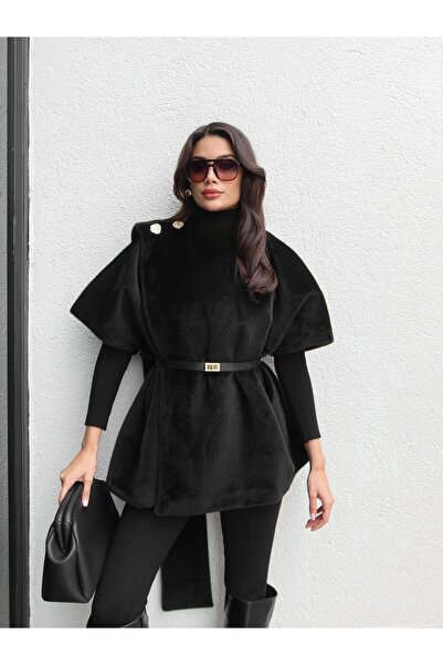 ESRAHELVACI Design Belted Fur Poncho