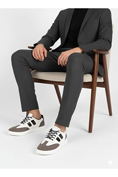 RONX White Lace-Up Gray Detail White Sole Comfortable Men's Sports Shoes