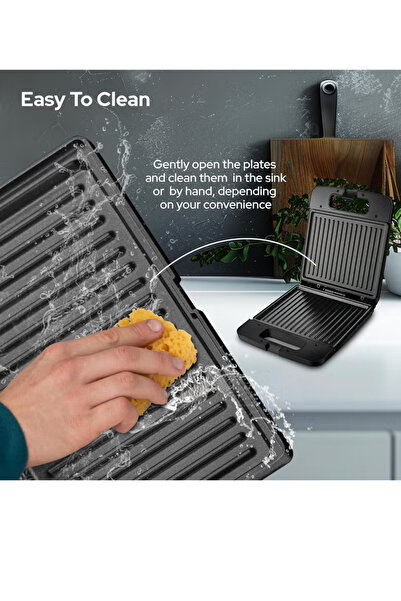 HALEY 1400W Sandwich & Panini Press – 4-Slice, Non-Stick, Cool-Touch, Safety Lock, Overheat Safe