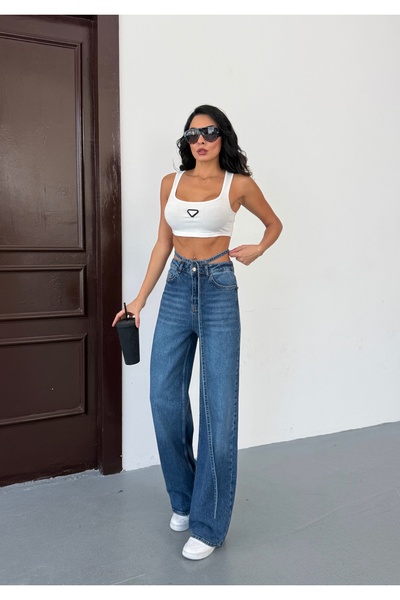 DENİMJESST Women's Adjustable Waist Belt Detailed Trousers