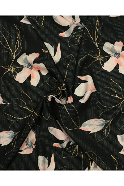 SARDO KUMAŞ Çiçek Desenli Dijital Baskılı Silva Simli Kumaş / En 1,50 cm - El...