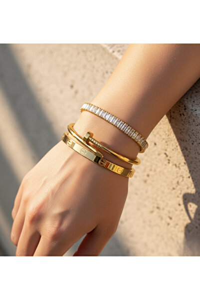 Ervalina Çelik Kelepçe ve Baget Suyolu Bileklik Seti