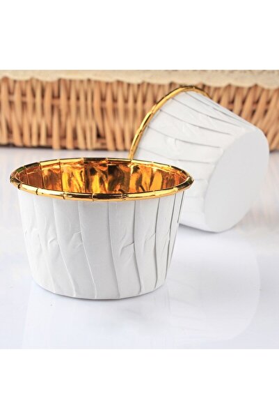 Other Cupcake liners for muffins, cups, WHITE GOLD 50x40 mm / 50 pcs