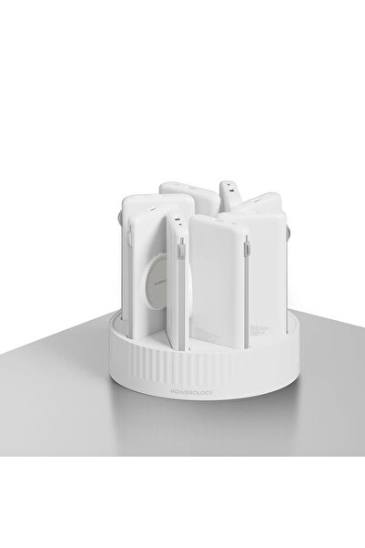 Powerology 8 in 1 Station 10000 mAh PD 120 W QC Wireless Power Bank - White