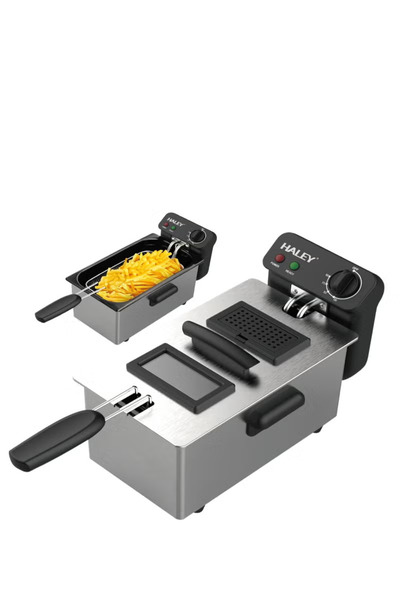 HALEY HY-2506 مقلاة عميقة سعة 4 لتر، 2000 واط، نافذة عرض، غطاء من الفولاذ الم...