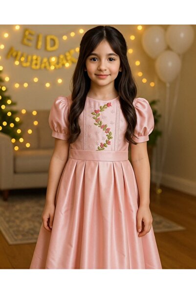 La reina petite فستان وردي مطرز للمناسبات من لارينا بتيت