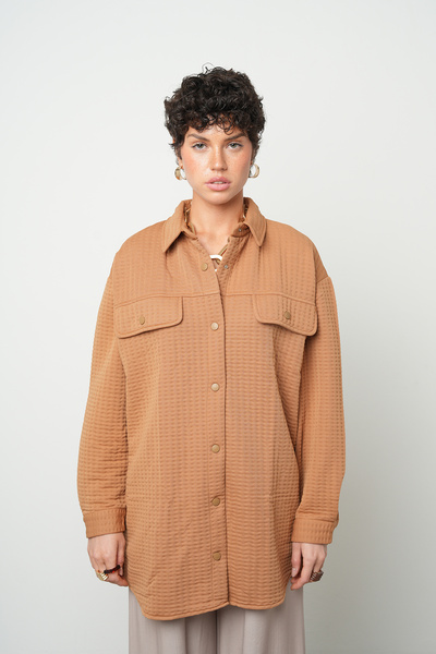 Orfeo Negro Women's Double Pocket Camel Color Shirt