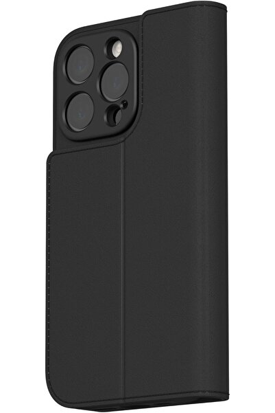 Moshi جراب Overture الجلدي القابل للطي مع MagSafe لجهاز iPhone 16 Pro (أسود)