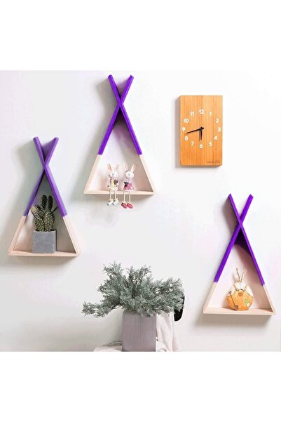 MaffStuff MaffStuff® purple Indian tent wall shelves – solid wood 56x32x9 cm, modern decor