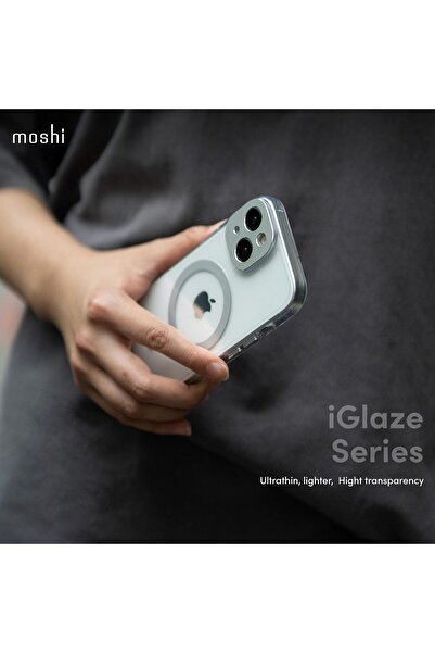 Moshi جراب خلفي شفاف رفيع للغاية من iGlaze لهاتف iPhone 15 Pro - فضي (متوافق مع MagSafe)