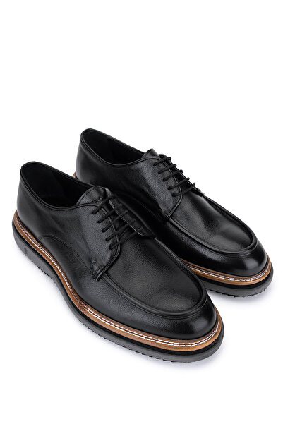 Tamer Tanca Men's Genuine Leather Black Casual Shoes