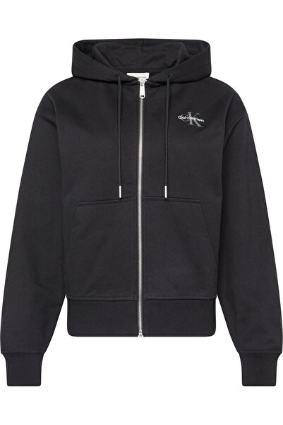 Calvin Klein MONOLOGO FRENCH TERRY FZ BF HOOD Siyah Kadın Sweatshirt