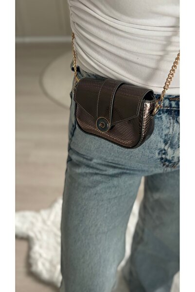 ESNEVA Women's Mini Size Gold Chain Stylish Design Cross Strap Hand and Shoulder Bag