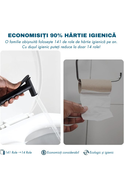 narvara Hygienic bidet shower set, hot/cold, built-in mixer, adjustable pressure, matte black