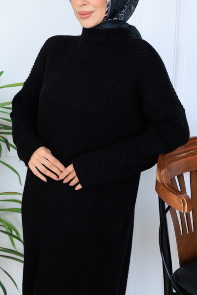 benguen Braided Knitwear Dress N7074 Black