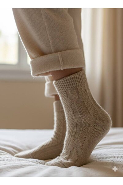 inspira lingerie 4 Pairs of Women's Elasticless Multicolored Winter Wool Sleeping Socks