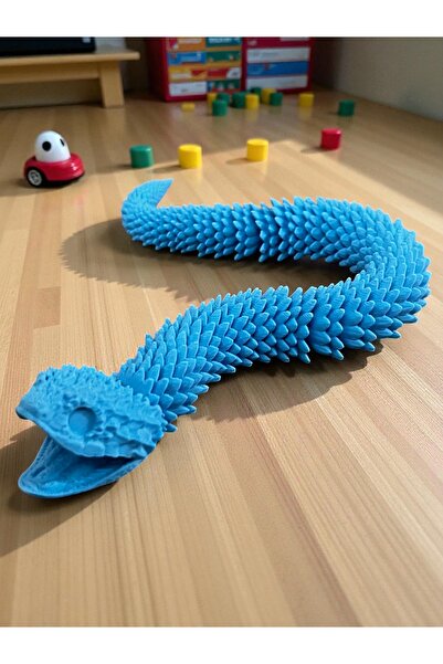 shop 3D Baskı Mavi Ejderha Yılan Figürü – Esnek ve Hareketli Oyuncak, Koleksi...