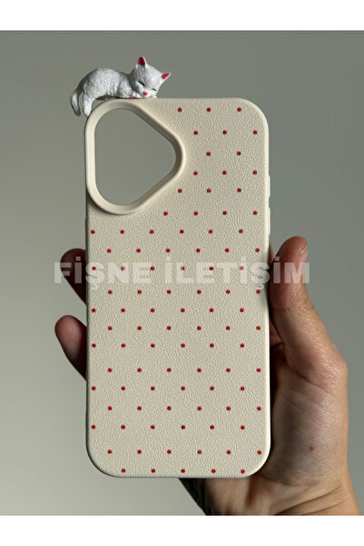 FİŞNEİLETİŞİM حافظة جلدية متوافقة مع آيفون 17 بتصميم ثلاثي الأبعاد مع تفاصيل القطط