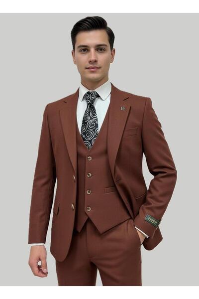 HERMOSE Tile Color Vest Set Suit – Modern Fit