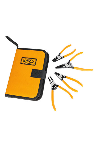 Ingco HCCPS26125 125mm 4'lü Çantalı Segman Pensesi Seti (Düz:İç/Dış-Eğri:İç/Dış)