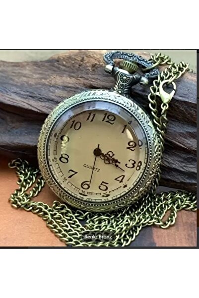 RTRRH Retro Bronz Kuvars köstekli Cep Saati